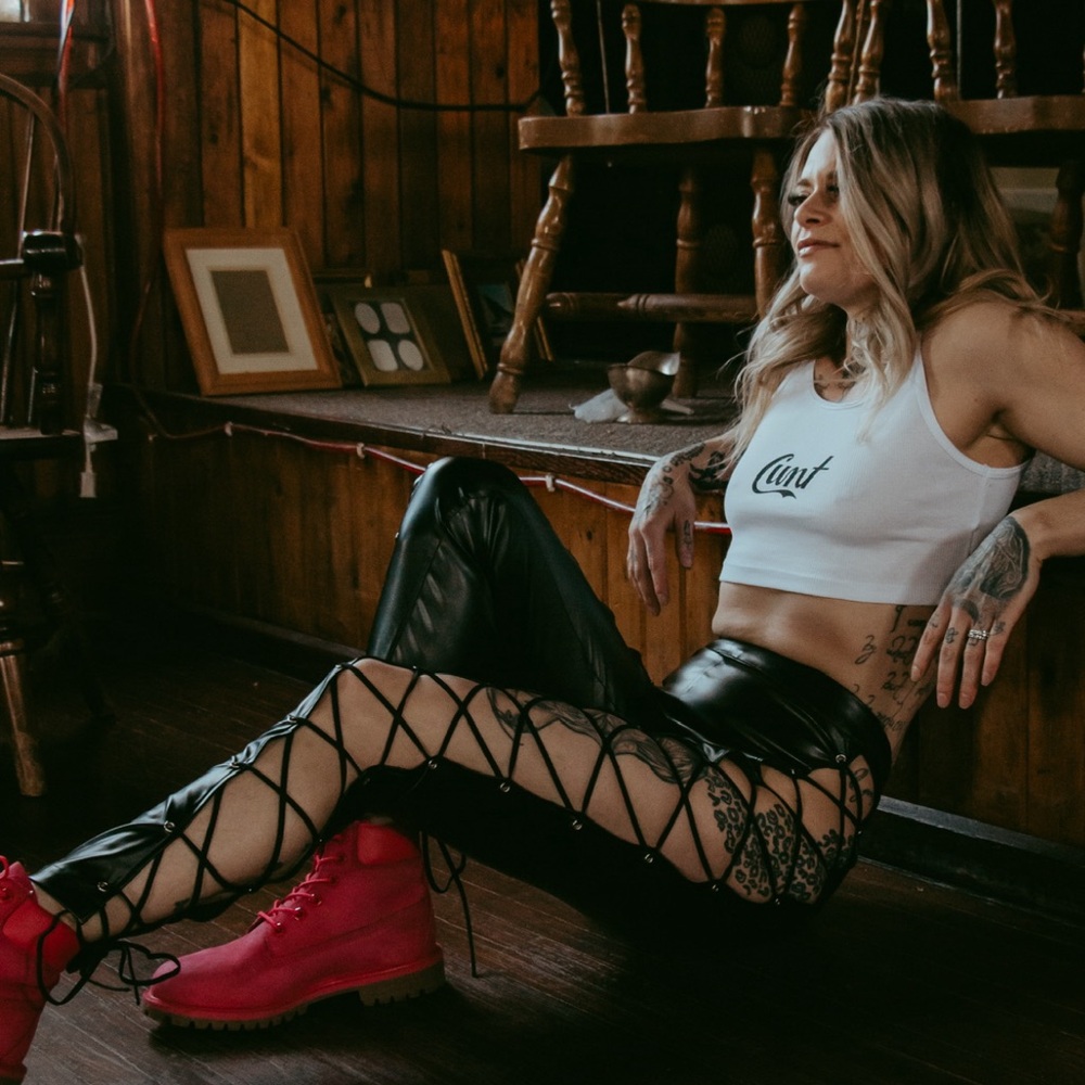 Shein PVC lace up pants